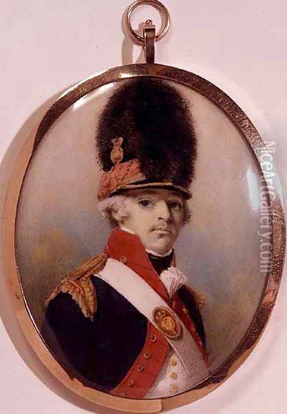Miniature of 1st Lord Bloomfield in Military Uniform Oil Painting - George Chinnery
