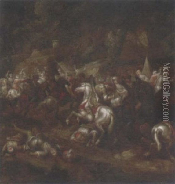 A Calvary Battle Oil Painting - Georg Philipp Rugendas the Elder