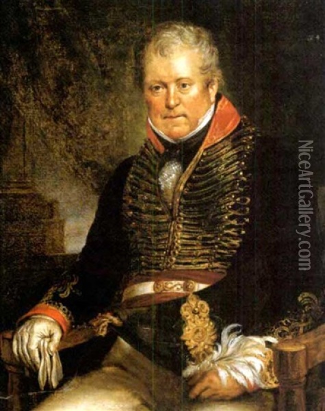 Portrait D'un General Assis, Tenant Un Bicorne Oil Painting - Francisco Goya