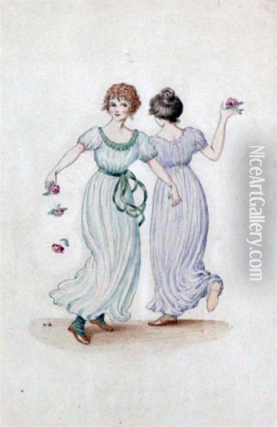 Two Maidens Dancing Oil Painting - Kate Greenaway