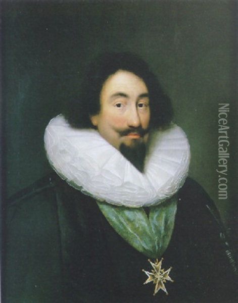 Portrait D'homme Decore De L'ordre Du Saint Esprit Oil Painting - Cornelis Jonson Van Ceulen