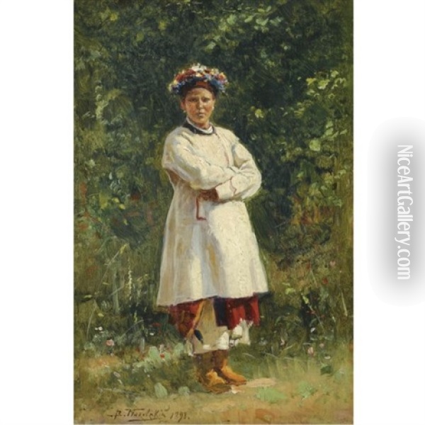 Ukrainian Girl Oil Painting - Vladimir Egorovich Makovsky