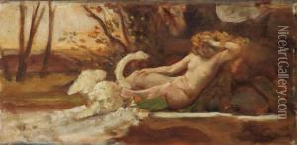 Leda E Il Cigno Oil Painting - Giovanni Costa