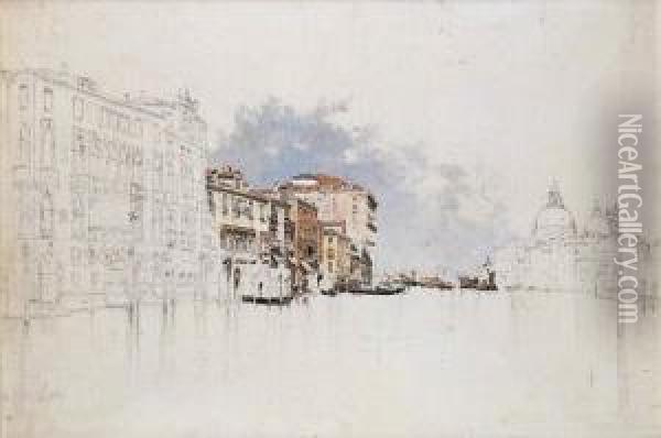 Venezia, Il Canal Grande Alla Salute Oil Painting - Antonino Leto