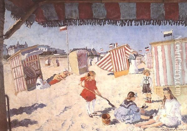 At the Beach 1915 Oil Painting - Robert King