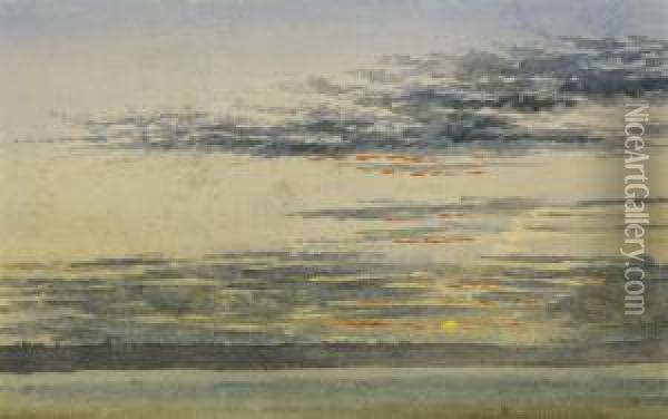 Sunset On Boar's Hill, Oxford Oil Painting - William Turner