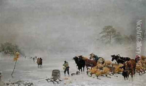 Sledges on the Ice 1873 Oil Painting - Arthur Johann Severin Nikutowski