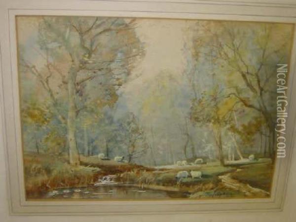 Autumn On A Pitlockery Burn And Springtime In Thepark Ballock Oil Painting - Thomas, Tom Campbell
