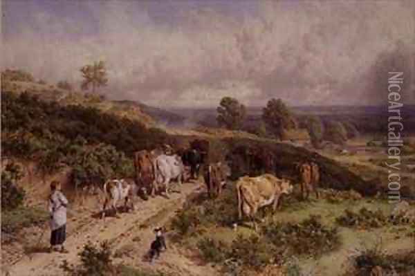 Milking Time The Young Drover Oil Painting - Myles Birket Foster