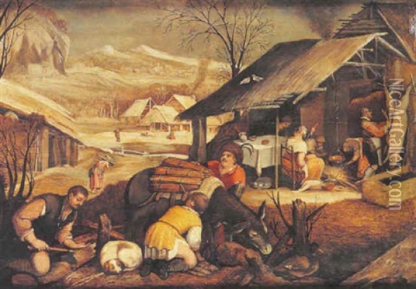 Allegorie De L'hiver Oil Painting - Francesco Bassano the Younger