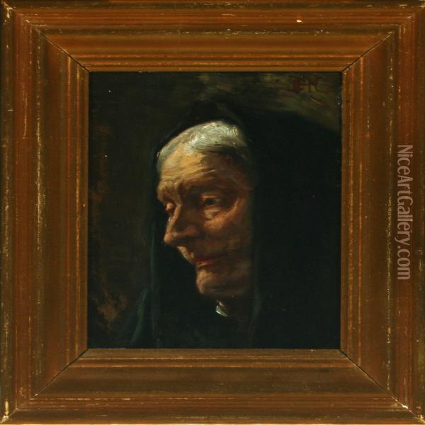 Portrait Of Awoman Seated Face-to-left Oil Painting - Hans Christian Koefoed