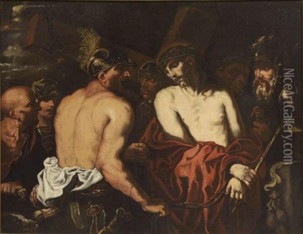 Ecce Homo Tra I Manigoldi Oil Painting - Giovanni Battista Langetti
