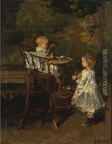 The Two Little Sisters Oil Painting - Jacob Henricus Maris