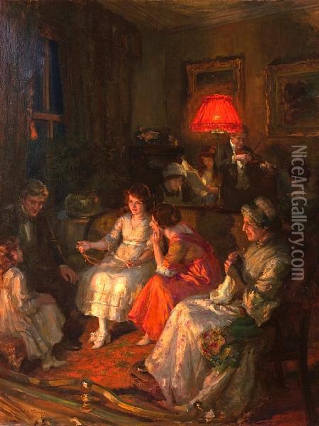 An Enjoyable Evening Oil Painting - Georges Sheridan Knowles