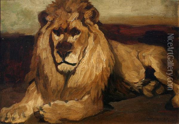 Lion Study Oil Painting - Alexandre Gabriel Decamps