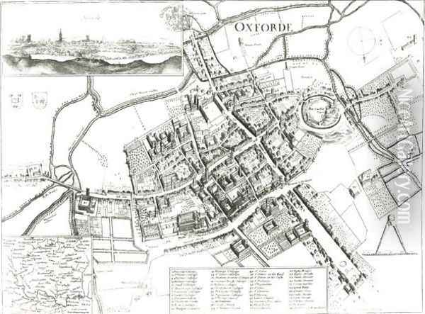 Map of Oxford Oil Painting - Wenceslaus Hollar