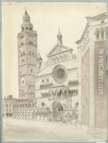 The Cathedral Square Of Cremona Oil Painting - William Mayor