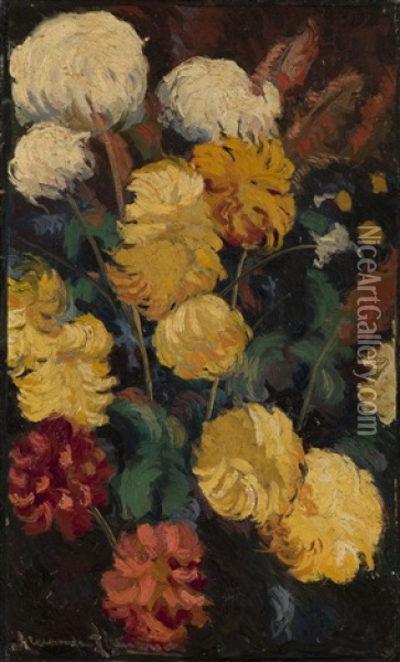 Chrysanthemums Oil Painting - Alexandre Altmann