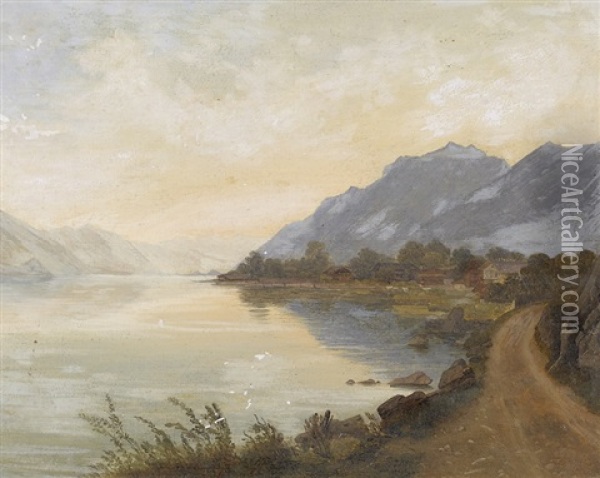 Uferpartie Am Brienzersee Oil Painting - Alexandre Calame