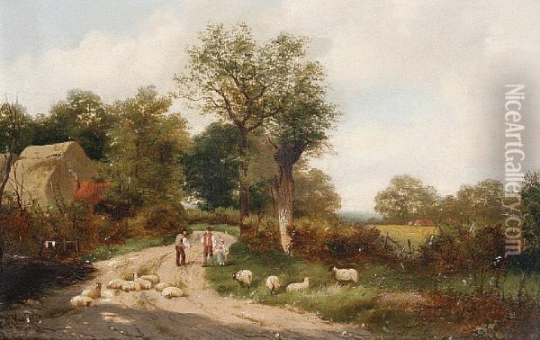 Going To Market; Returning From Market Oil Painting - A.H. Vickers