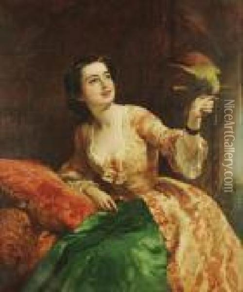The Green Parrot Oil Painting - William Powell Frith