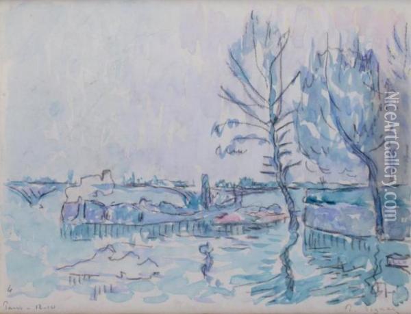 Paris, Les Inondations De La Seine, Decembre Oil Painting - Paul Signac