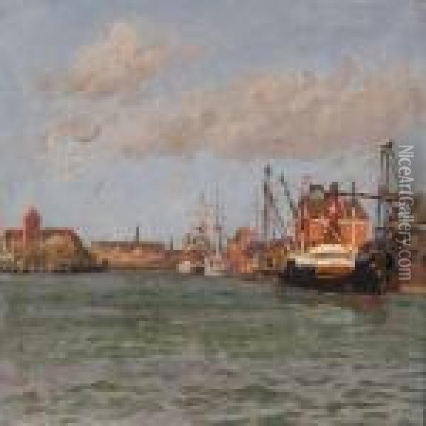 View From Copenhagen Habour Oil Painting - Vilhelm Karl Ferd. Arnesen