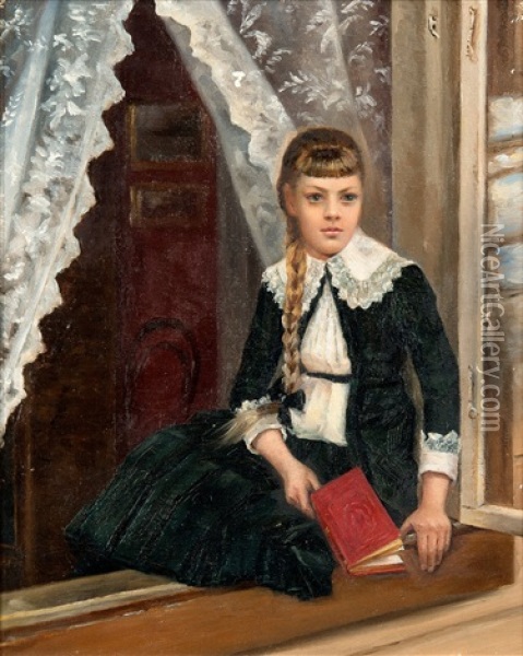 Young Lady By The Window Oil Painting - Maria Martinau