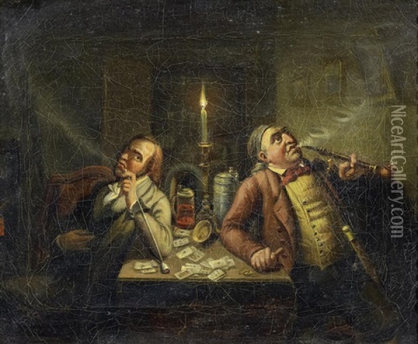 Die Entzweiten Kartenspieler Oil Painting - Johann Peter Hasenclever