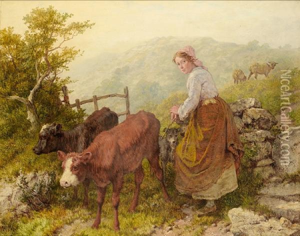 The Young Cow Girl Oil Painting - Isaac Henzell
