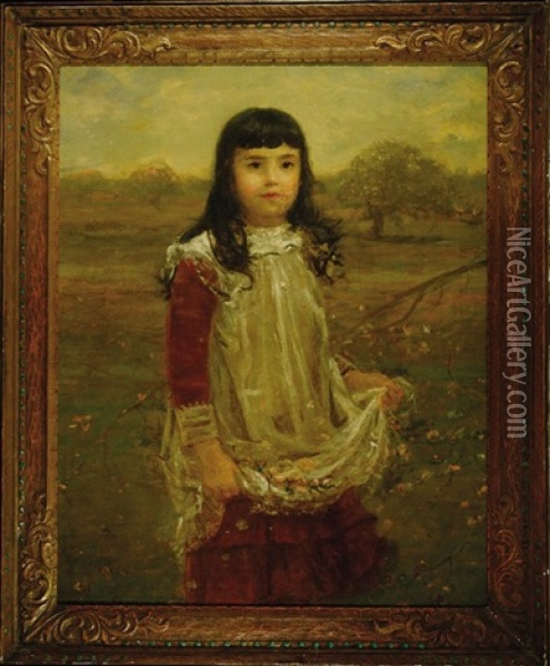 Portrait Of Katherine Kimball Oil Painting - George F. Fuller