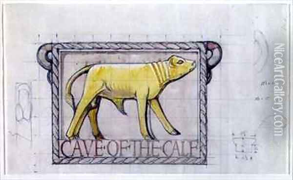 Design for bas relief of the Calf in the Cave of the Golden Calf Oil Painting - Eric Gill