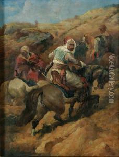 Arabian Riders Oil Painting - M. Weber