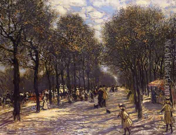Lane Of Trees On The Champs Elysees Oil Painting - Jean-Francois Raffaelli