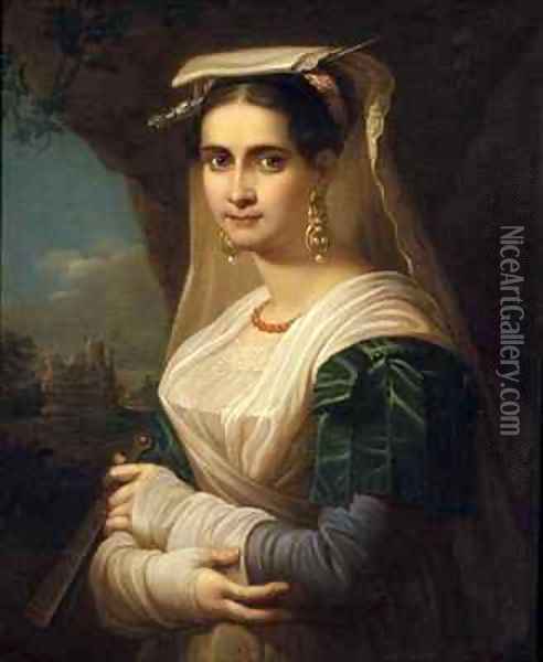 Countrywoman from Albano Oil Painting - Friedrich Ludwig Theodor Doell