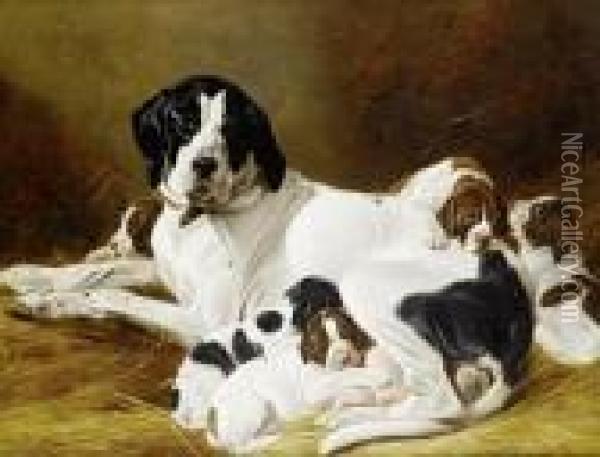 The New Litter Oil Painting - Richard Ansdell