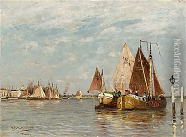 Fiskeskutor, Holland Oil Painting - Carl Skanberg