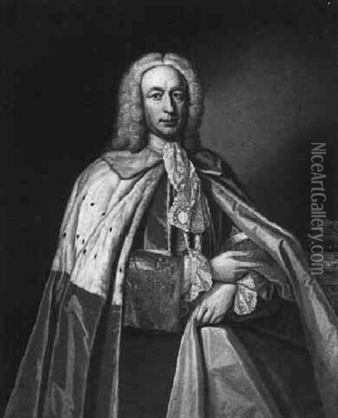 Portrait Of Grey, 5th Lord Maynard, In Peer's Robes Oil Painting - Charles Jervas