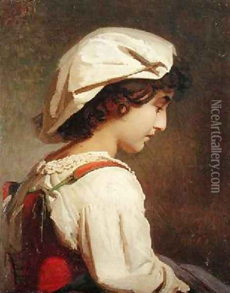 Italian Girl Oil Painting - Johann Koler