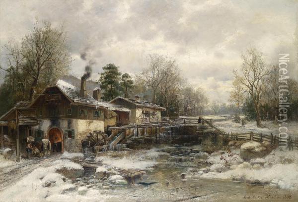 Smithyin Winter Oil Painting - Horst Hacker