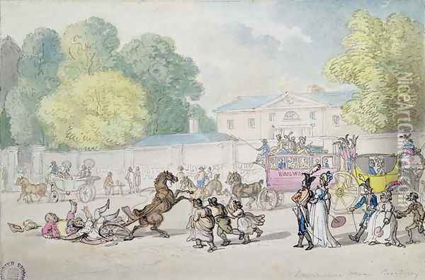Devonshire House, Piccadilly Oil Painting - Thomas Rowlandson