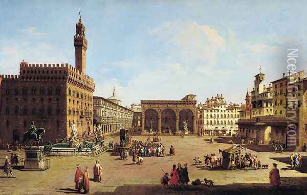 The Piazza della Signoria in Florence Oil Painting - Giuseppe Zocchi