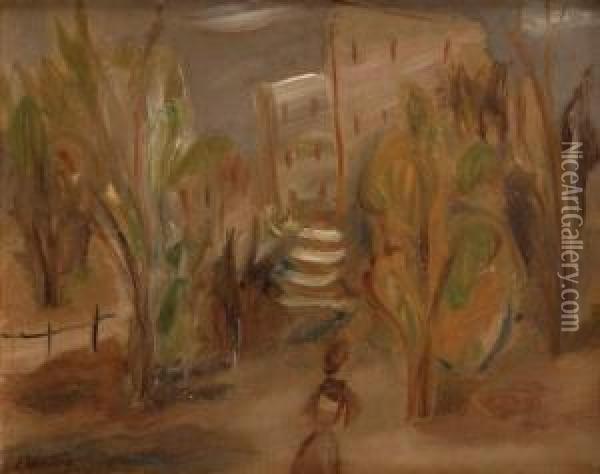 Wieczorem W Ogrodzie Oil Painting - Leon Weissberg