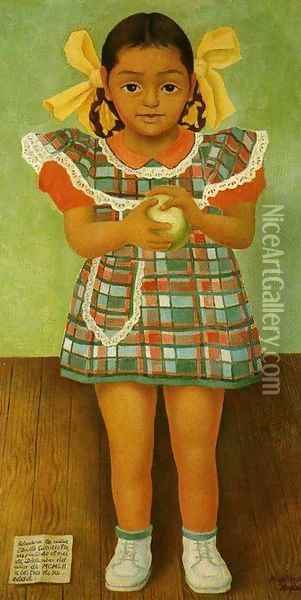 Portrait of the Young Girl Elenita Carrillo Flores (Retrato de la nina Elenita Carrillo Flores) 1952 Oil Painting - Diego Rivera