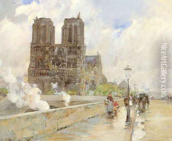 Notre Dame Cathedral, Paris 1888 Oil Painting - Childe Hassam