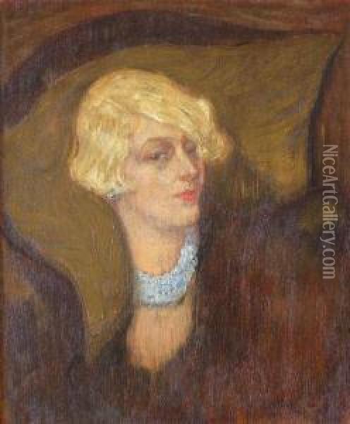 Femme Au Collier De Perles (1931) Oil Painting - Casimir Dunin, Count Markiewicz