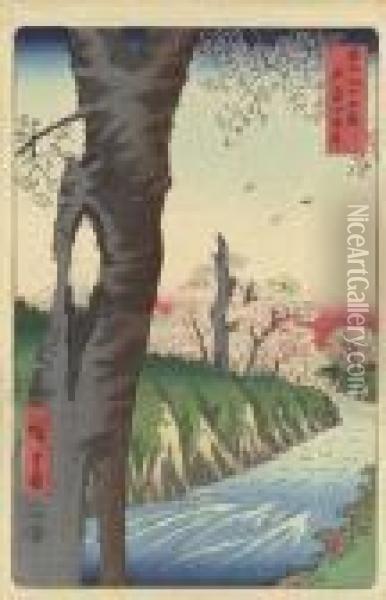 Musashi Koganei (koganei In Musashi Province) Oil Painting - Utagawa or Ando Hiroshige