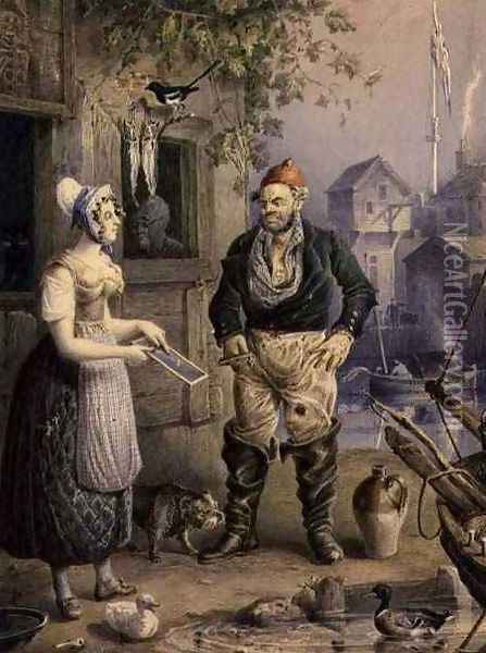 A Fisherman and a Maid Oil Painting - William Heath