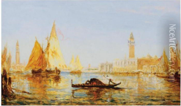 Gondole Et Voiliers Sur Le Grand Canal Oil Painting - Felix Ziem