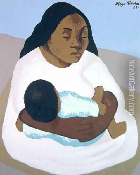 Motherhood 1928 Oil Painting - Diego Rivera